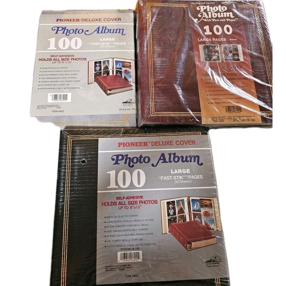 3x Vtg NOS Unused Self Adhesive Photo Album‎ 3 Ring Binder 100 Pages